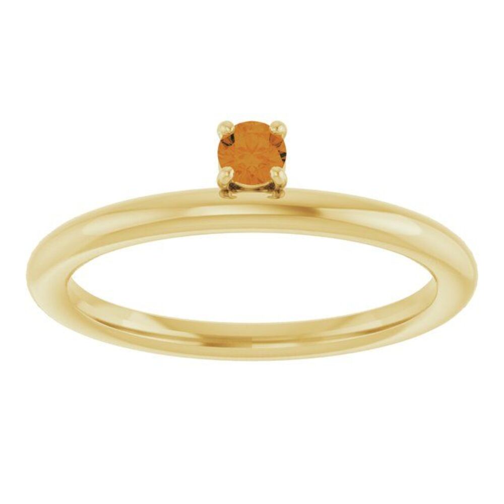 14k Yellow Natural Citrine Stackable Ring - image 3